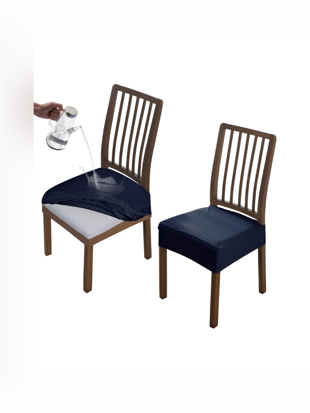 

HOKIPO Navy Blue 2 Pieces Waterproof Stretchable Chair Seat Covers