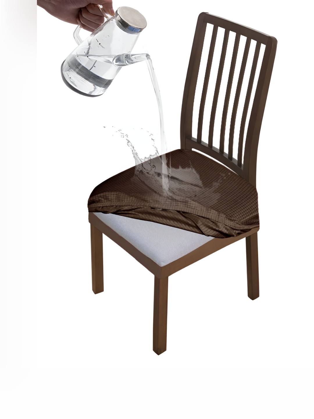 

HOKIPO Brown Jacquard Waterproof Stretchable Chair Seat Cover