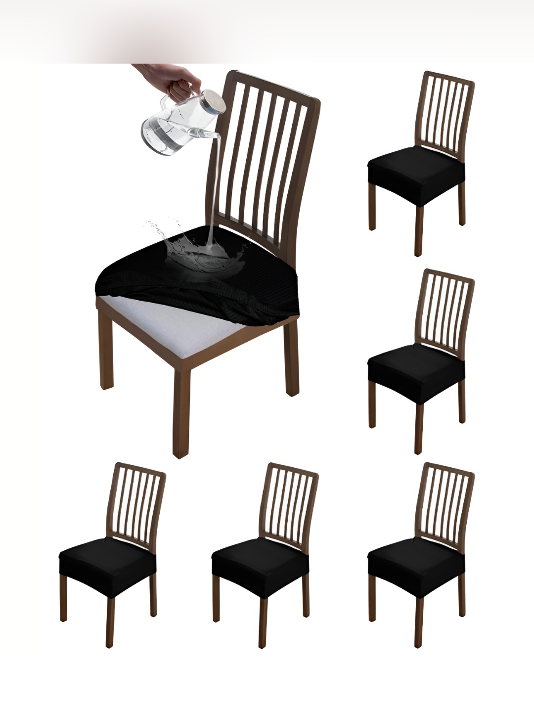 

HOKIPO Black 6 Pieces Waterproof Stretchable Chair Seat Covers