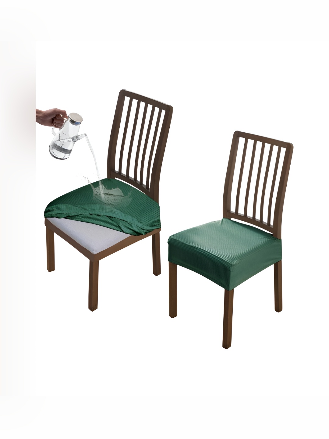 

HOKIPO Green 2 Pieces Jacquard Waterproof Chair Covers