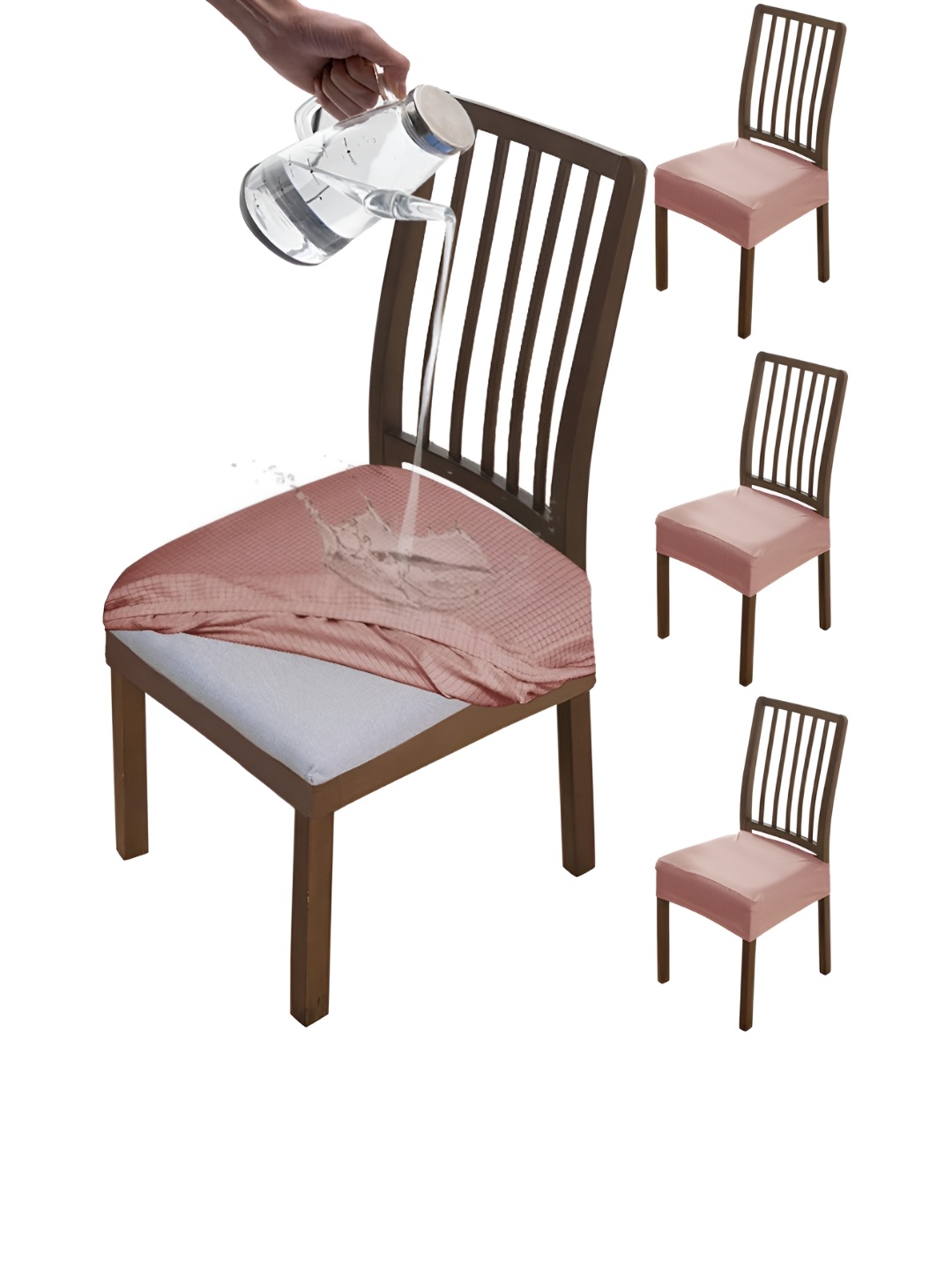 

HOKIPO Pink 4 Pieces Waterproof Stretchable Chair Seat Covers
