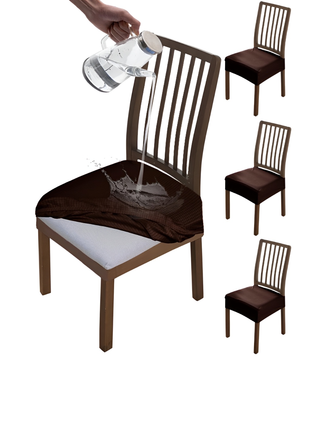 

HOKIPO Brown 4 Pieces Waterproof Stretchable Chair Seat Covers