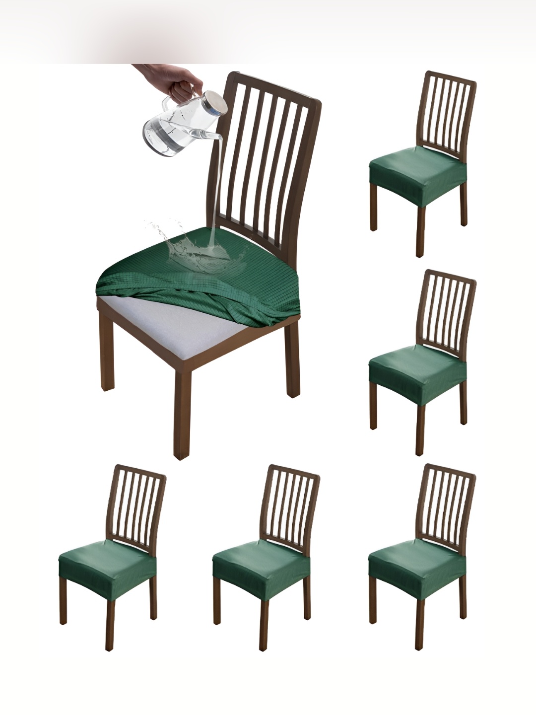 

HOKIPO Green 6 Pieces Waterproof Stretchable Chair Seat Covers
