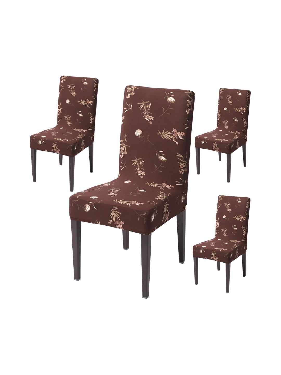 

HOKIPO Brown 4 Pieces Printed Washable Chair Covers