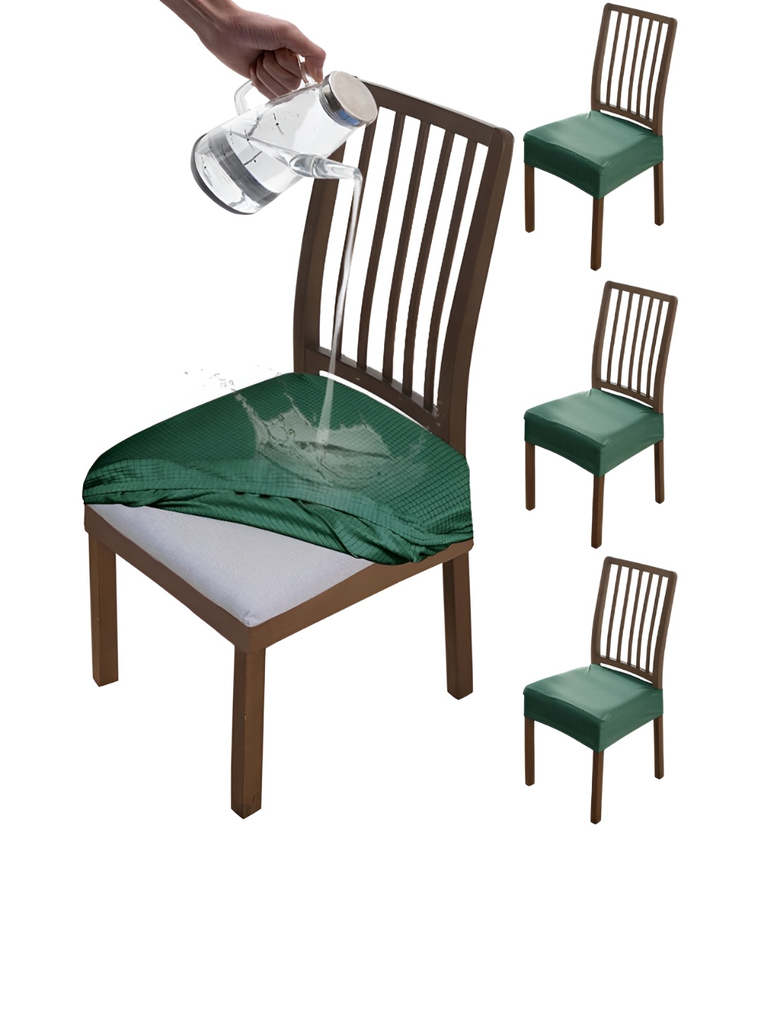 

HOKIPO Green 4 Pieces Jacquard Waterproof Chair Covers