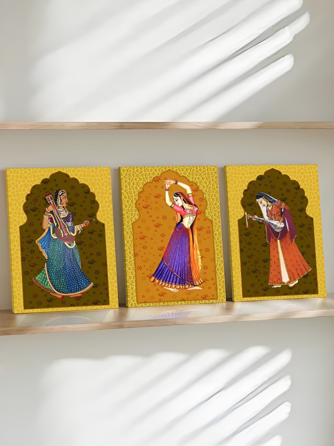 

Art Street Stretched Canvas Royal Mughal Dance Modern Art Painting, Yellow