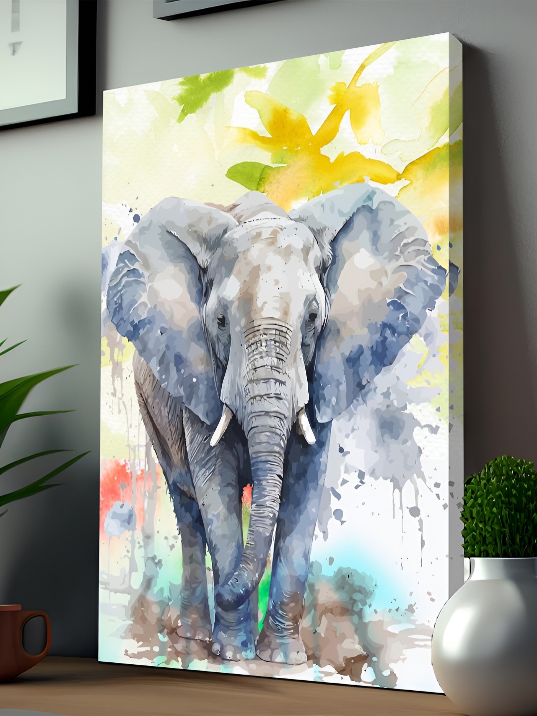 

Art Street Black & Blue Canvas Painting Elephant Modern Wall Art