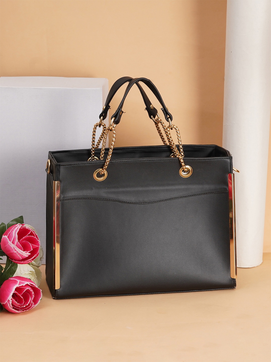 

FABBHUE Structured Handheld Bag, Black