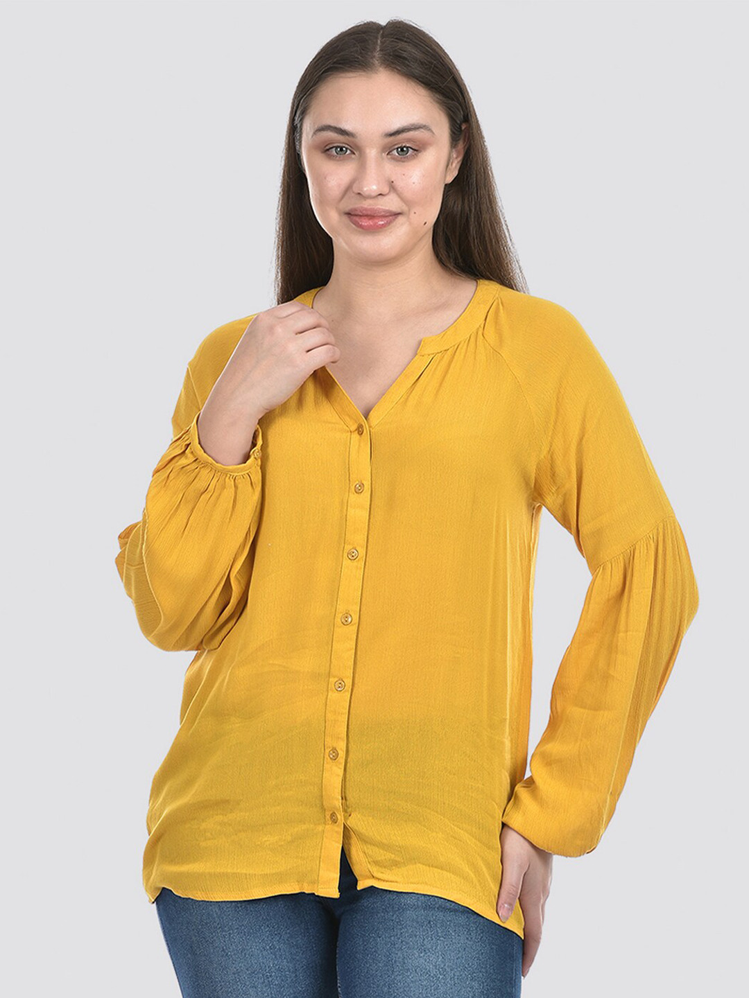 

Numero Uno Women Solid Regular Fit Shirt, Yellow