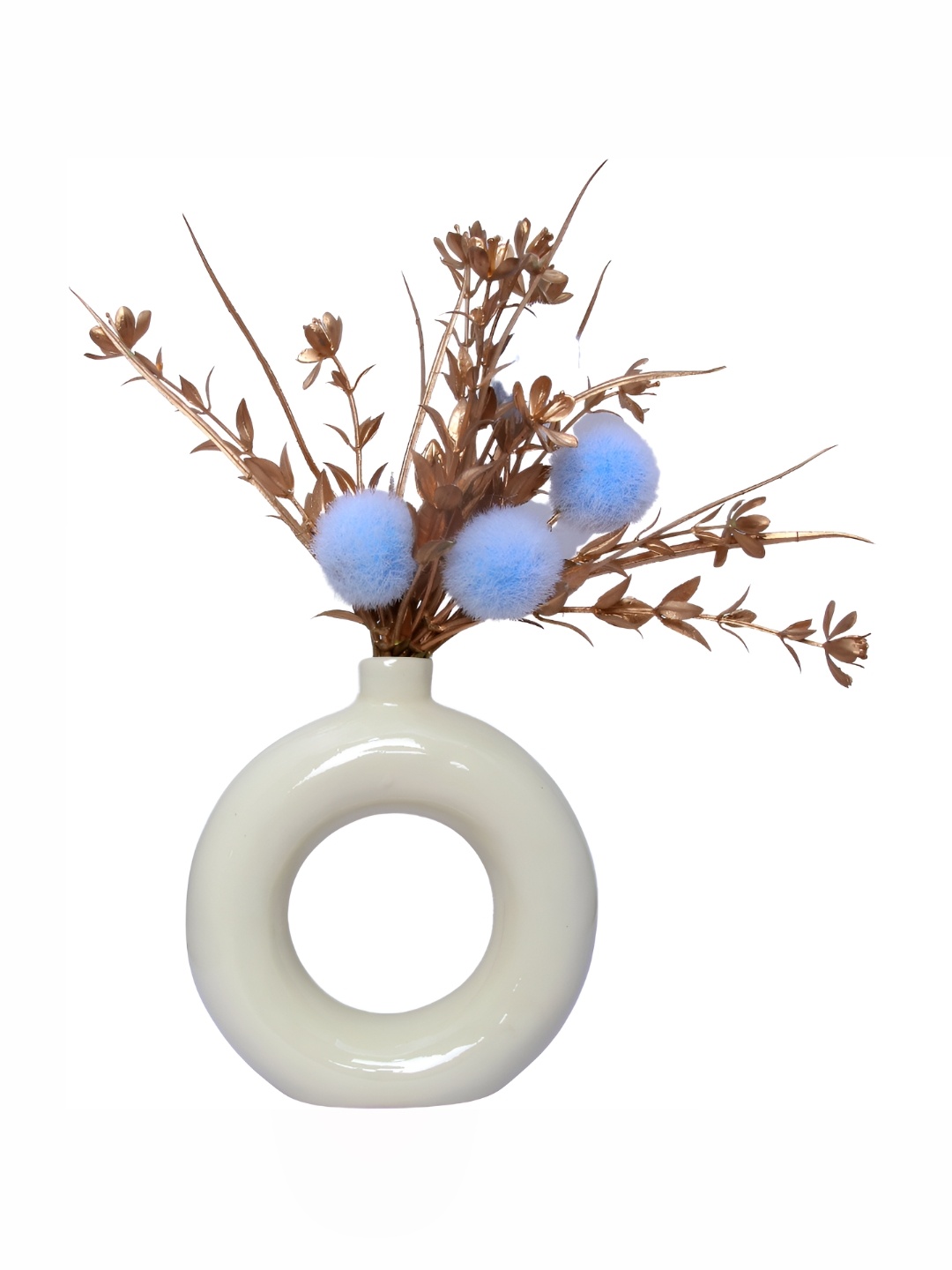 

GW CREATIONS White Round Shaped Flower Vase