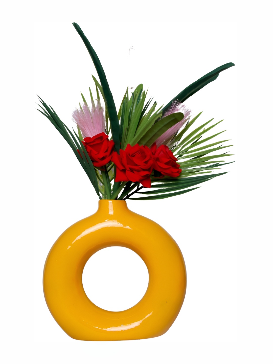 

GW CREATIONS Yellow Donut-shaped Flower Vase