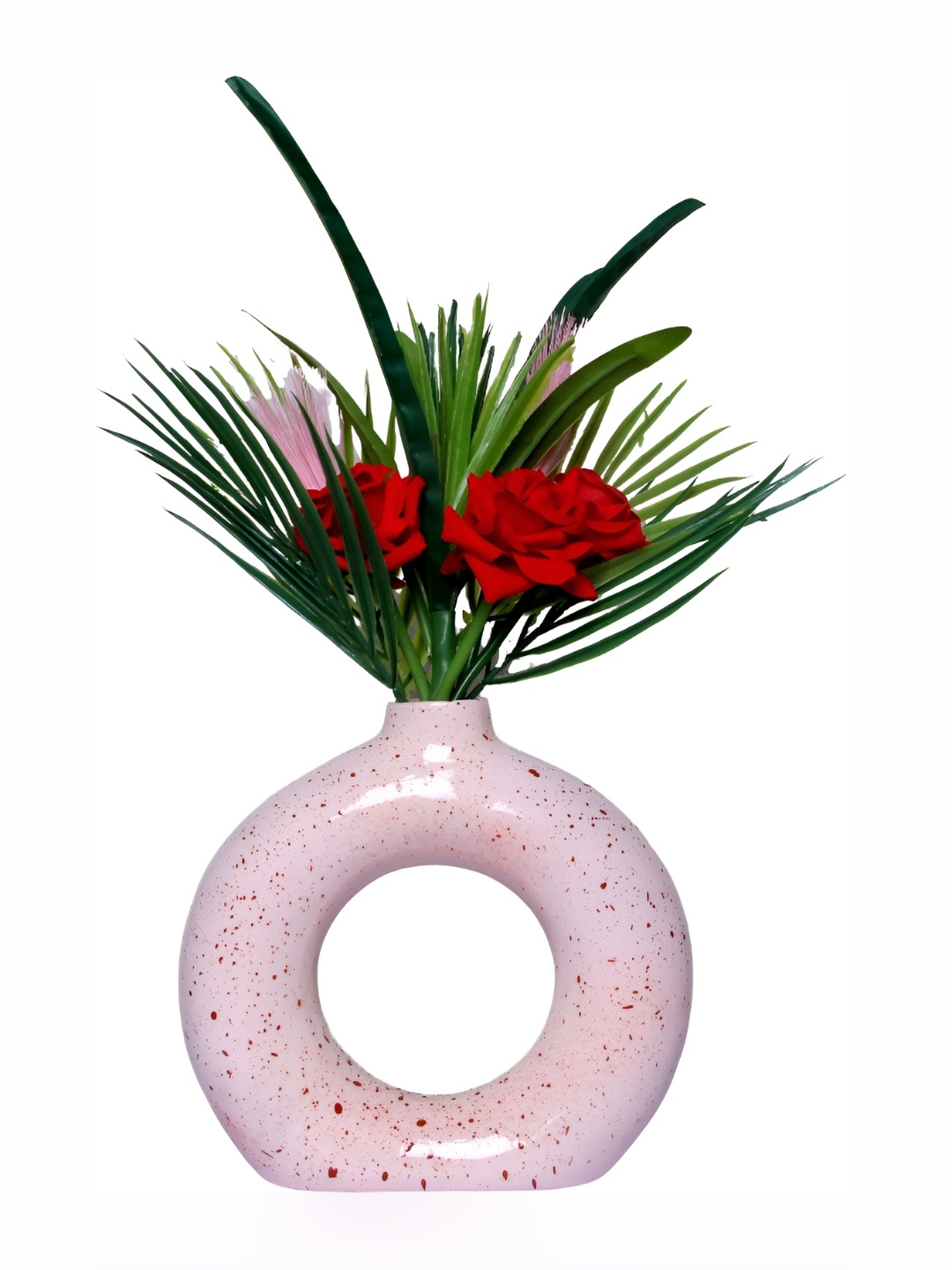 

GW CREATIONS Pink Printed Donut Flowe Vase