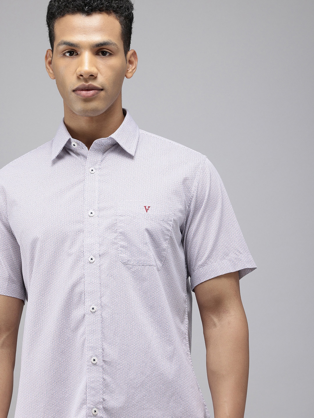 

Van Heusen Sport Slim Fit Micro Ditsy Printed Pure Cotton Casual Shirt, White