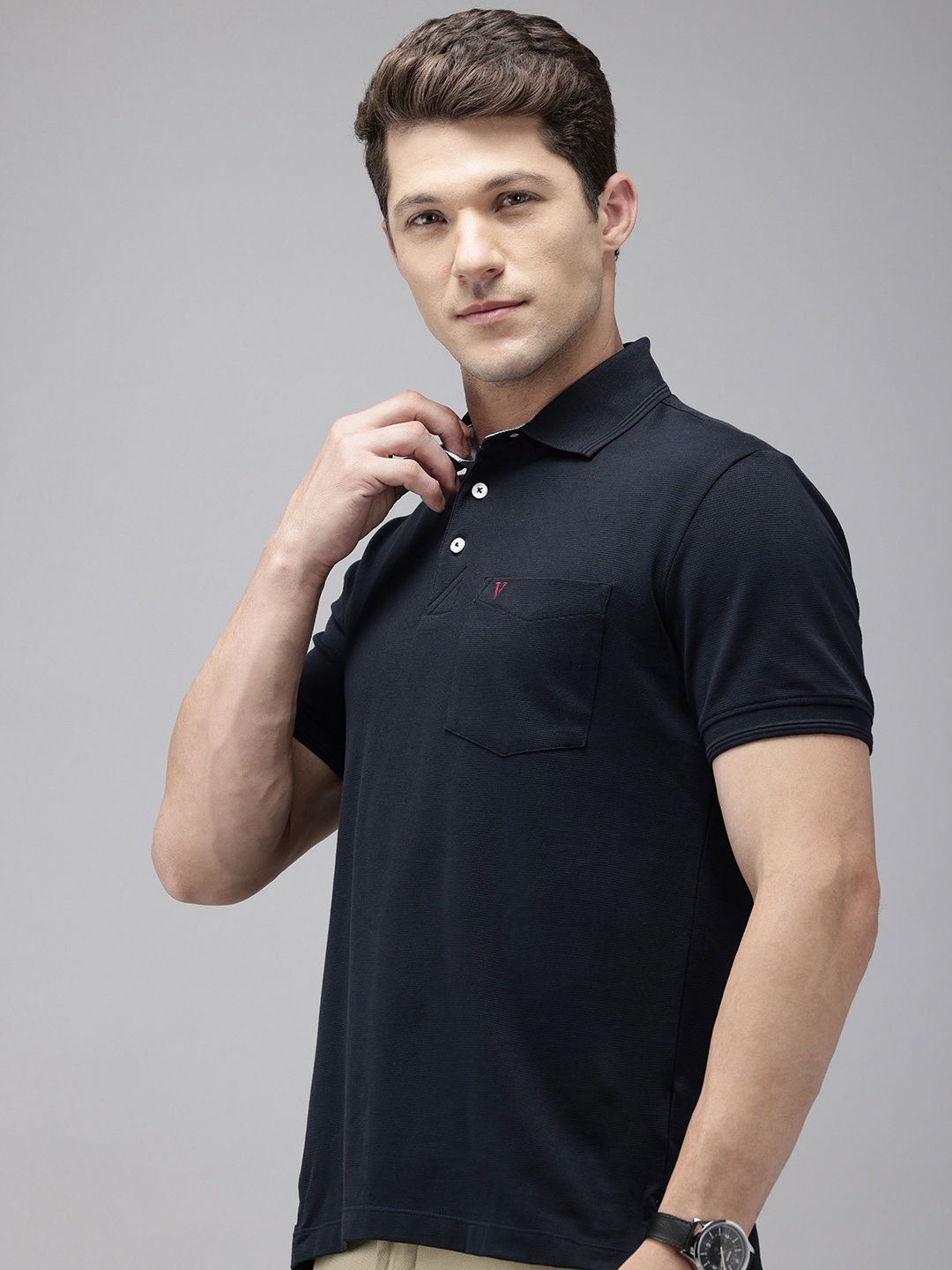 

Van Heusen Sport Polo Collar Chest Pocket Slim Fit T-shirt, Navy blue