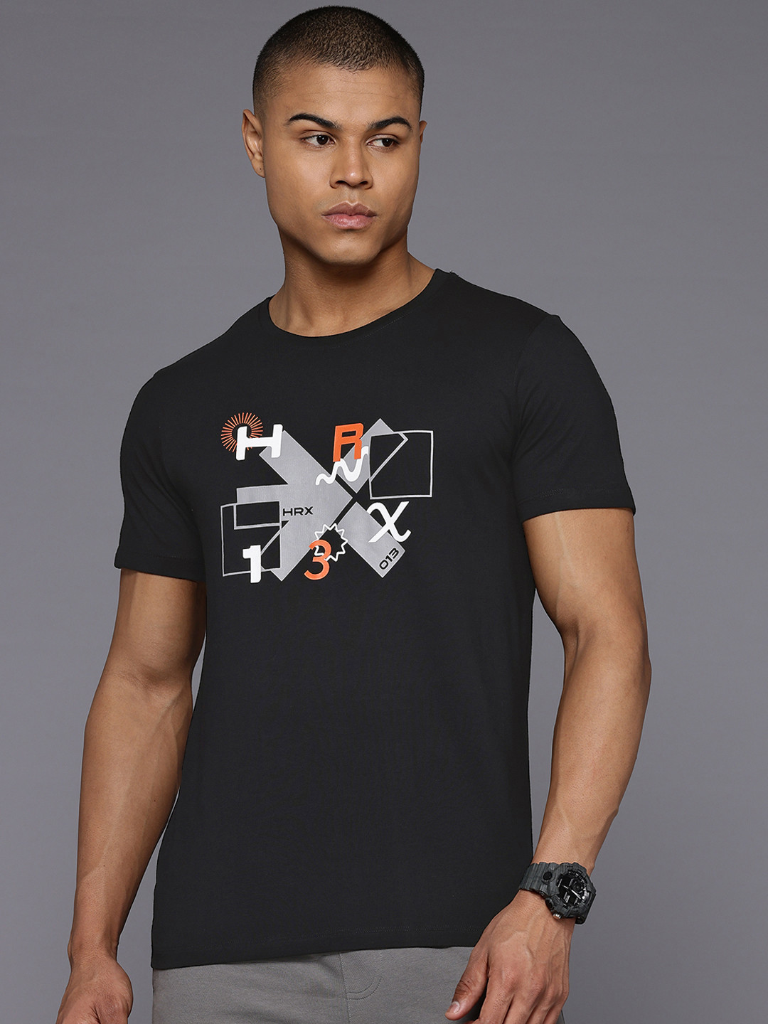 

HRX by Hrithik Roshan Brand Logo Printed Lifestyle T-shirt, Black