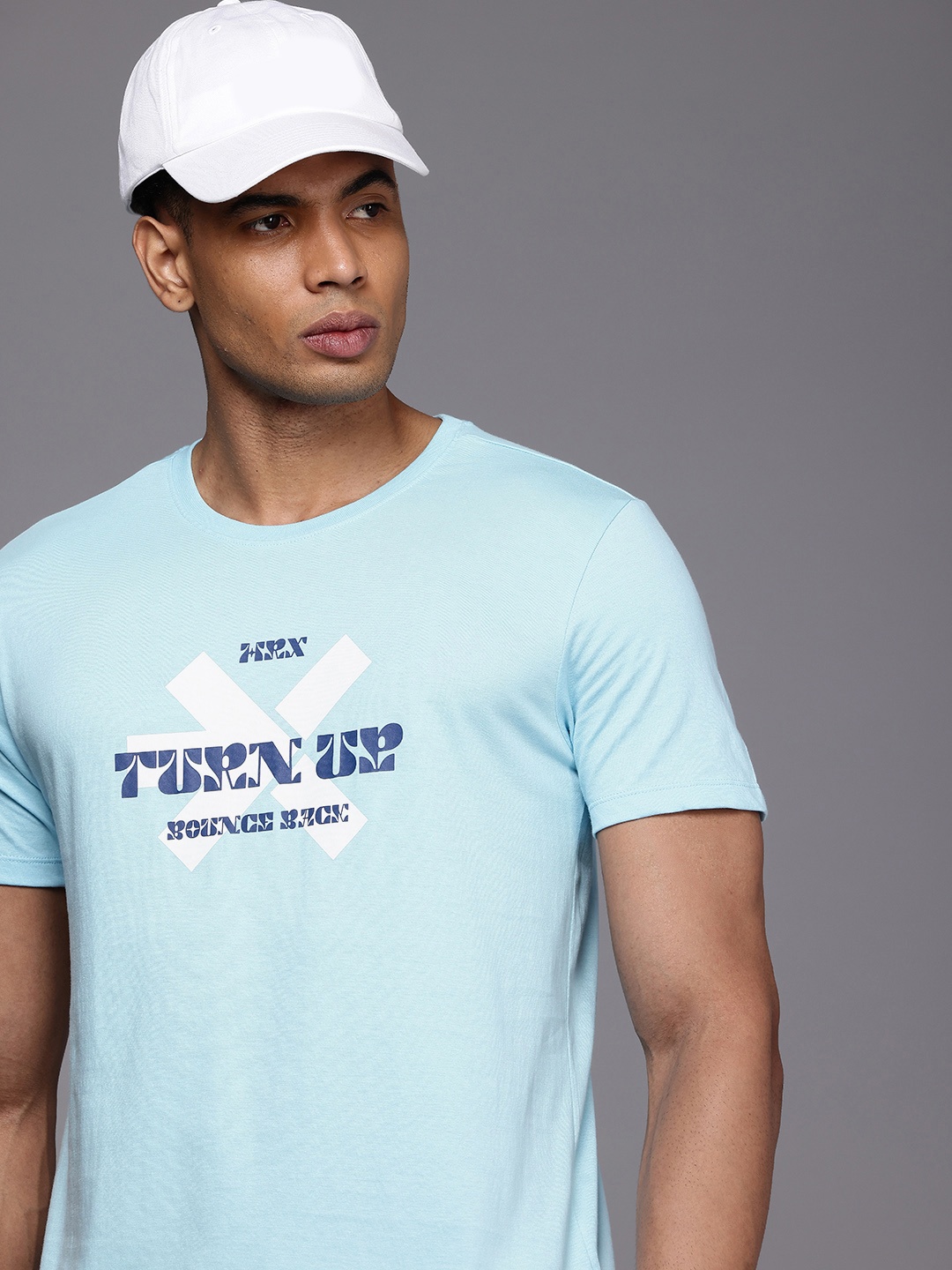 

HRX by Hrithik Roshan Typography Printed Pure Cotton T-shirt, Blue