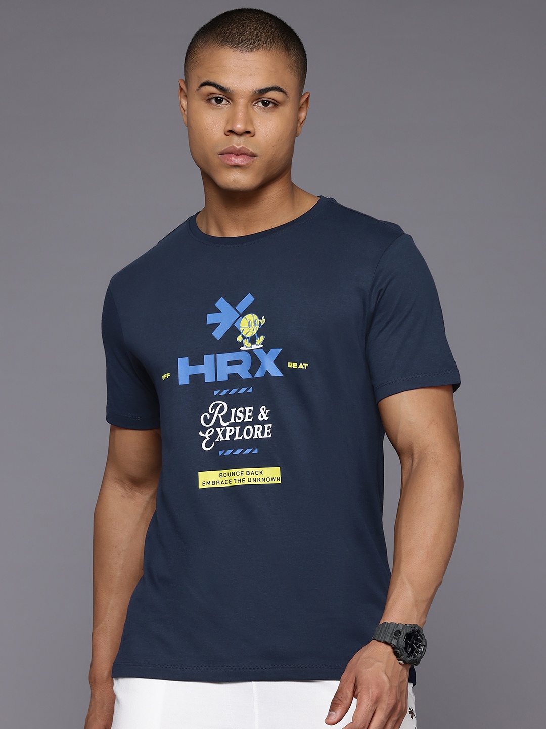 

HRX by Hrithik Roshan Brand Logo Printed T-shirt, Blue