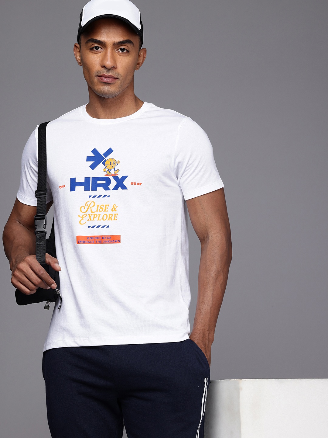 

HRX by Hrithik Roshan Brand Logo Printed Pure Cotton T-shirt, White