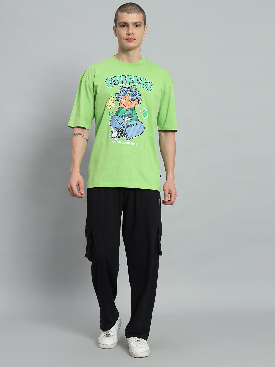 

GRIFFEL Printed Pure Cotton T-shirt with Trousers, Green