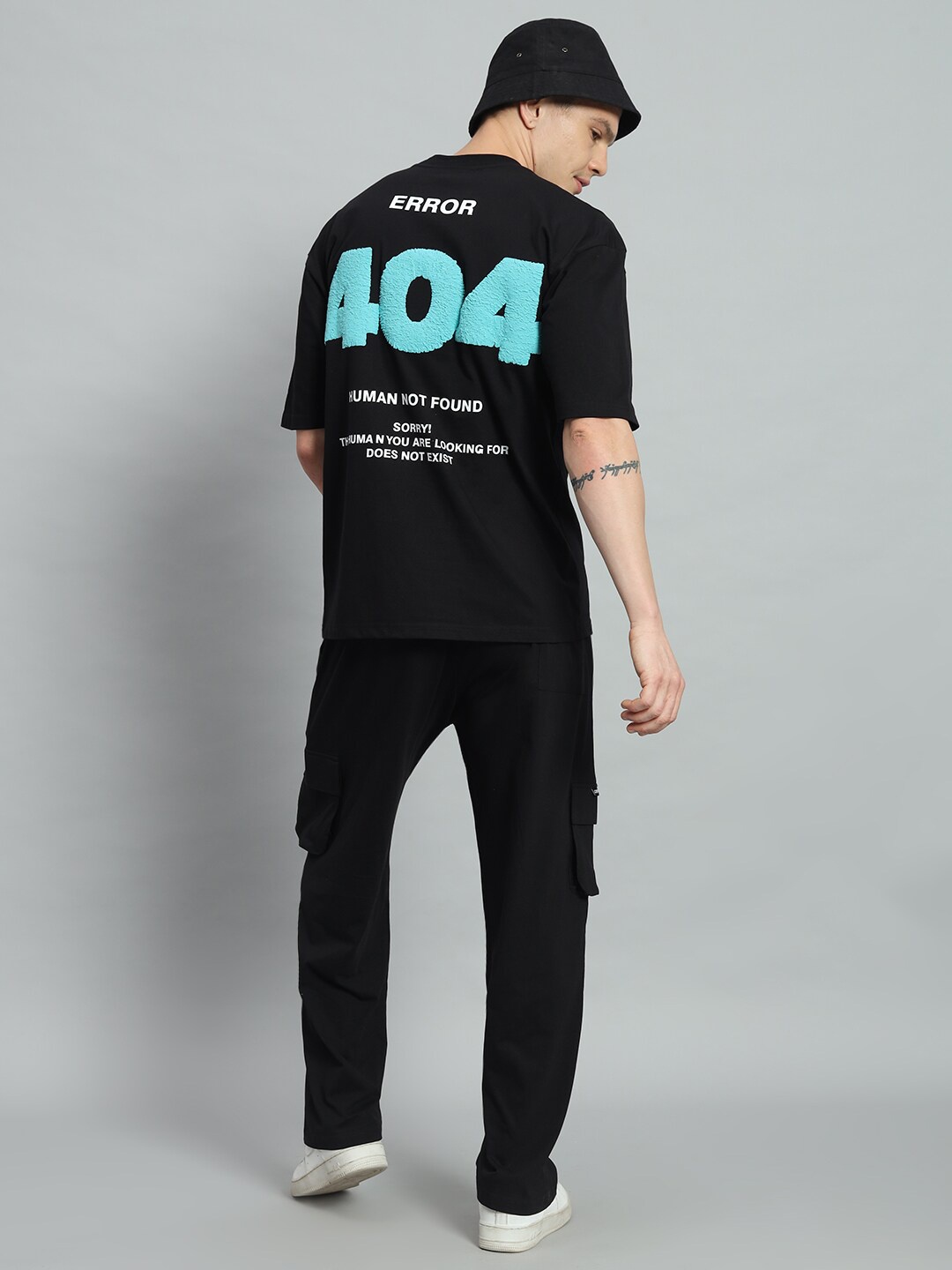 

GRIFFEL Printed Pure Cotton T-shirt with Trousers, Black