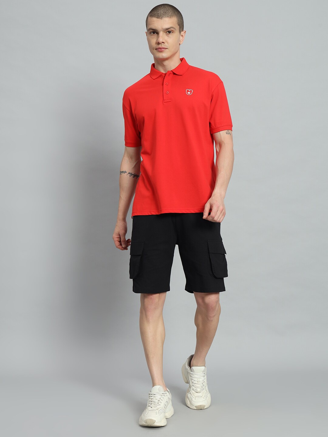 

GRIFFEL Polo Collar Pure Cotton T-Shirt With Short, Red