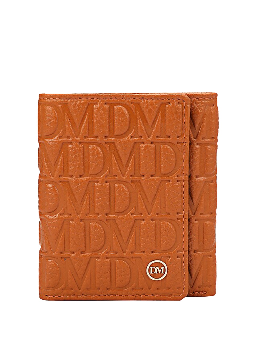 

Da Milano Men Typography Textured Leather Two Fold Wallet, Orange