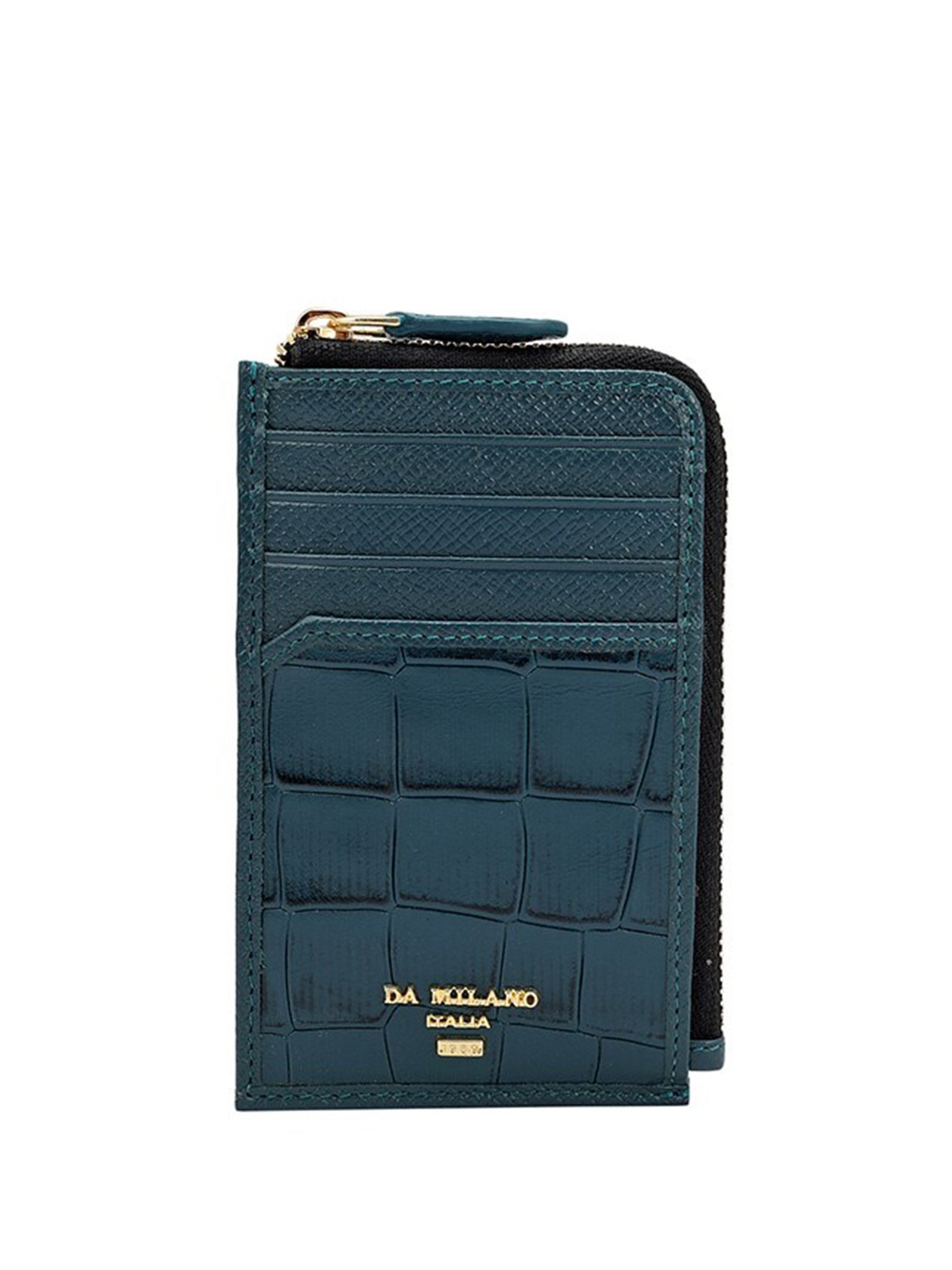 

Da Milano Men Animal Textured Leather Card Holder, Blue