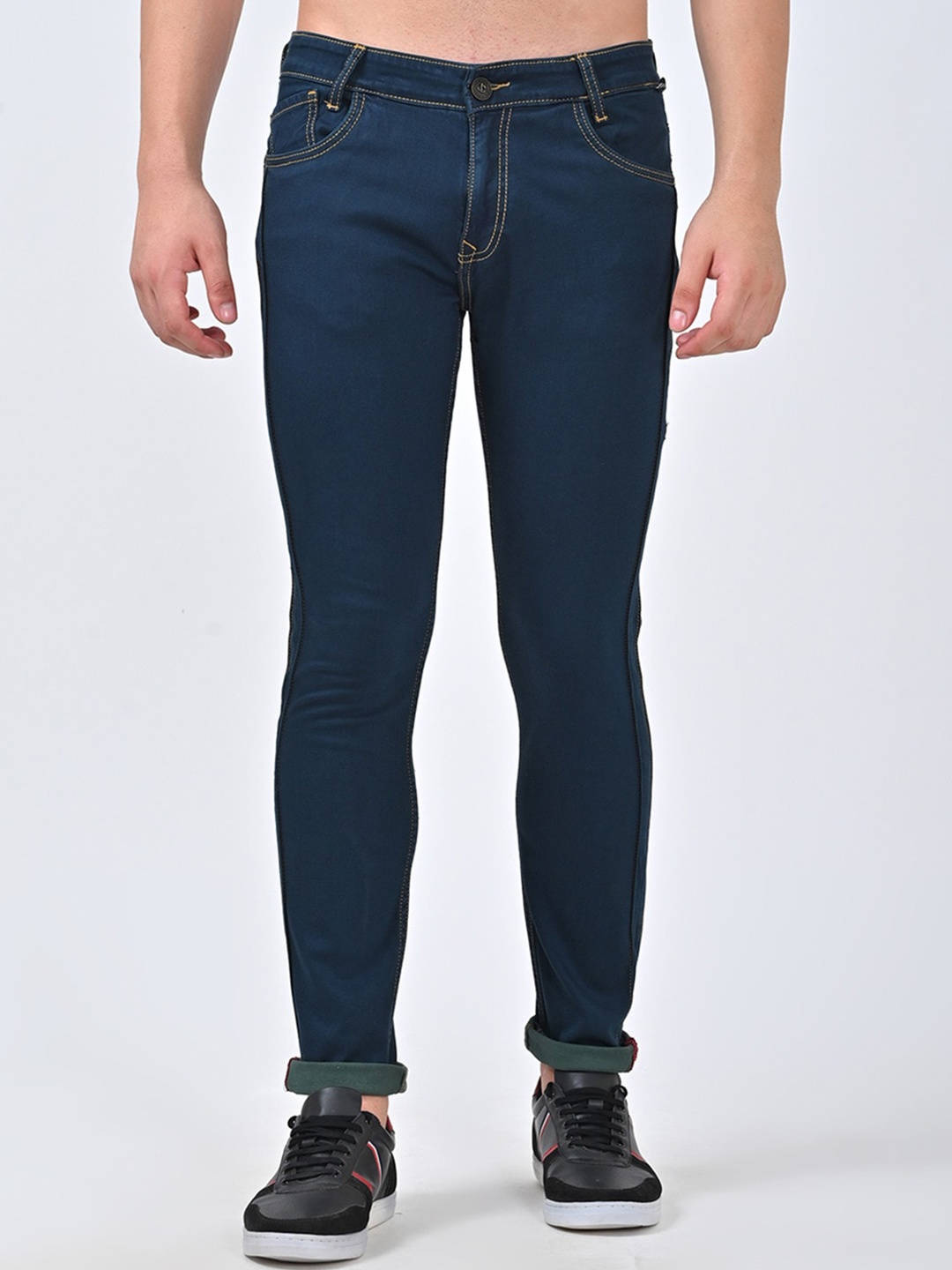 

Jean Cafe Men Jean Slim Fit Clean Look Pure Cotton Jeans, Blue