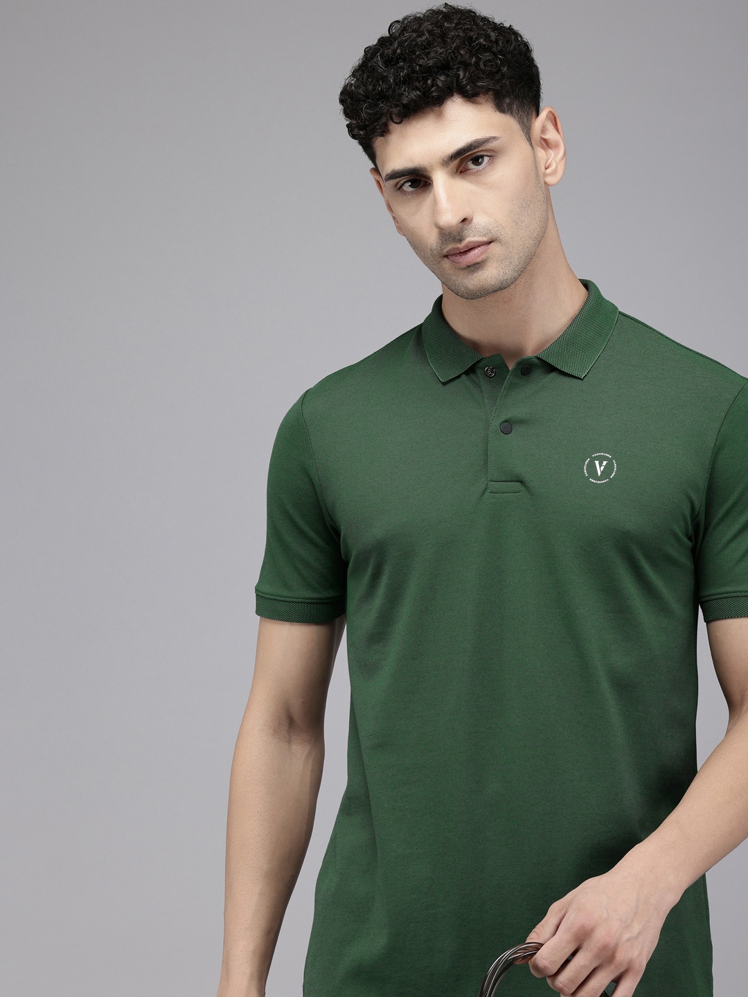 

Van Heusen Self Design Polo Collar Sports T-shirt, Green