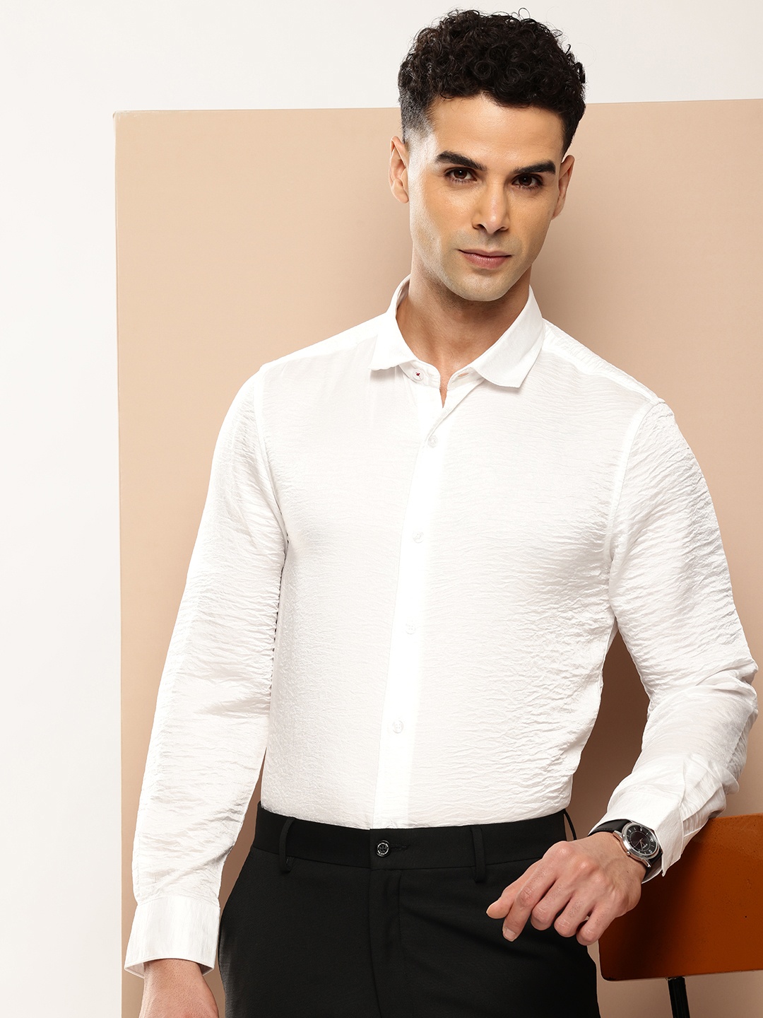 

INVICTUS Satin Finish Party Shirt, White