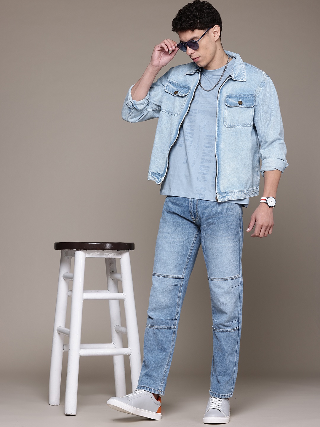

Roadster The Life Co. Non-Stretchable Paneled Pure Cotton Jeans, Blue