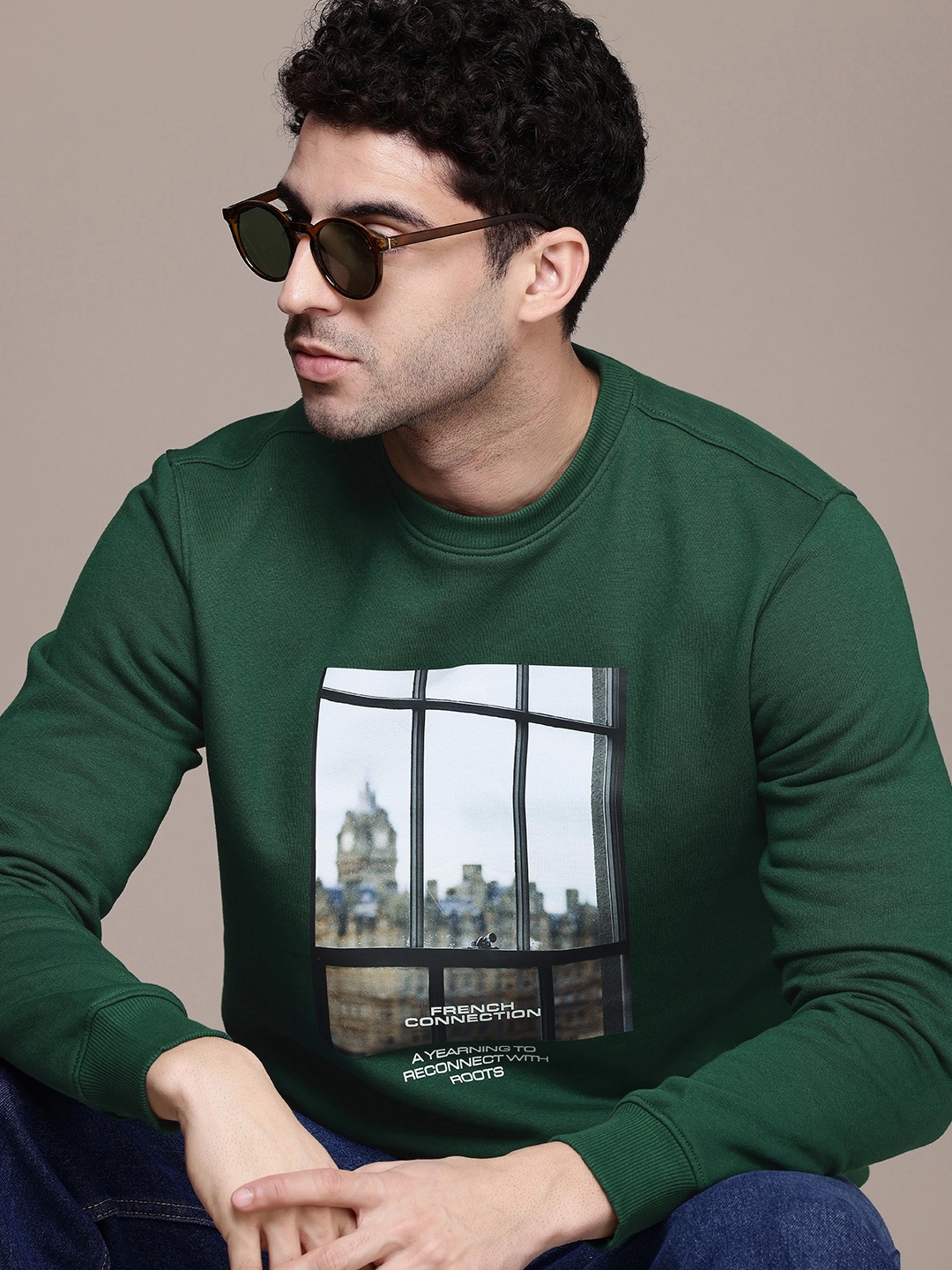 

French Connection Printed Sweatshirt, Green
