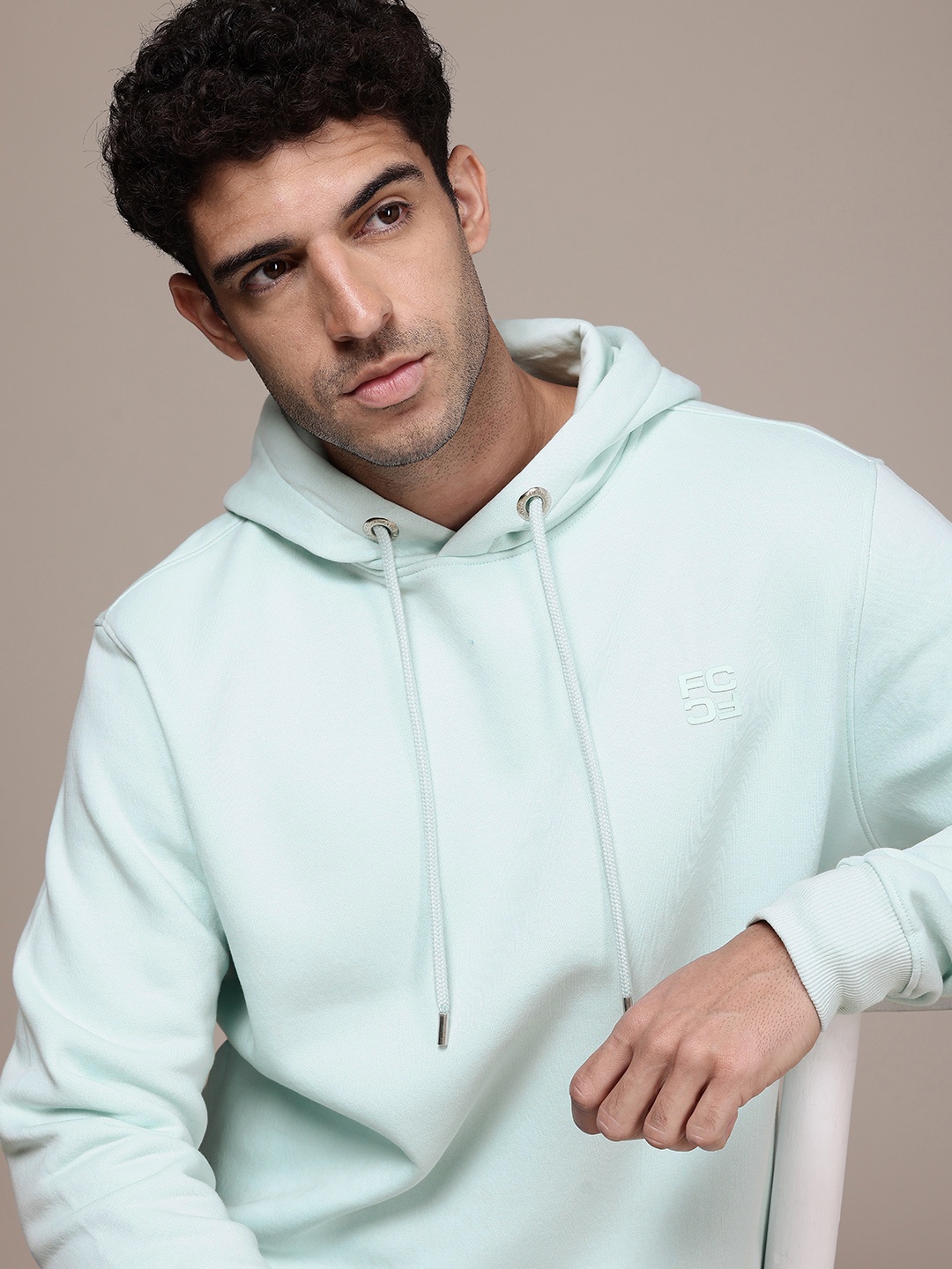 

French Connection Solid Hooded Sweatshirt, Blue