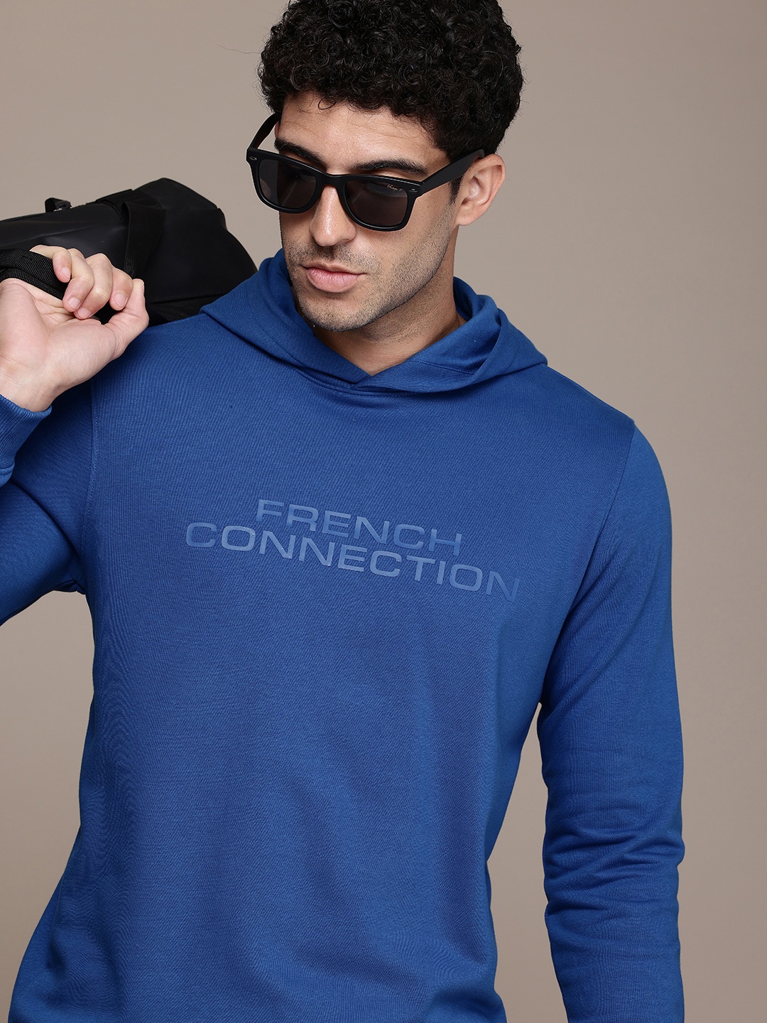 

French Connection Printed Hooded Sweatshirt, Blue