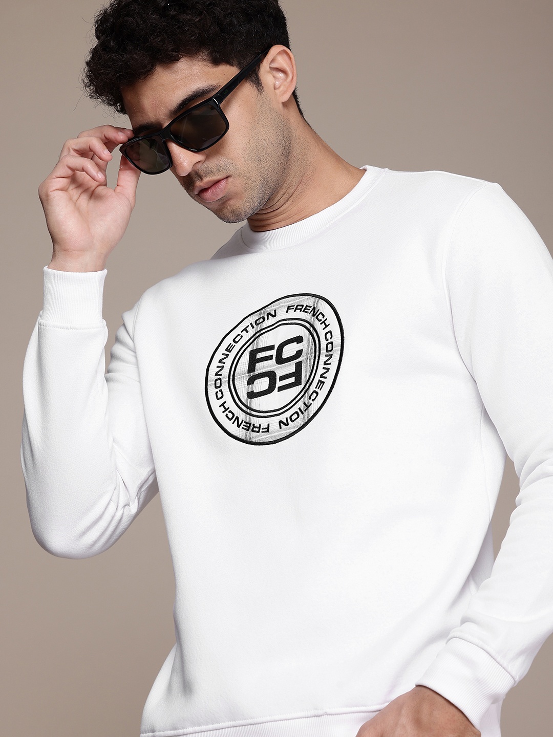 

French Connection Brand Logo Applique Detailing Sweatshirt, White