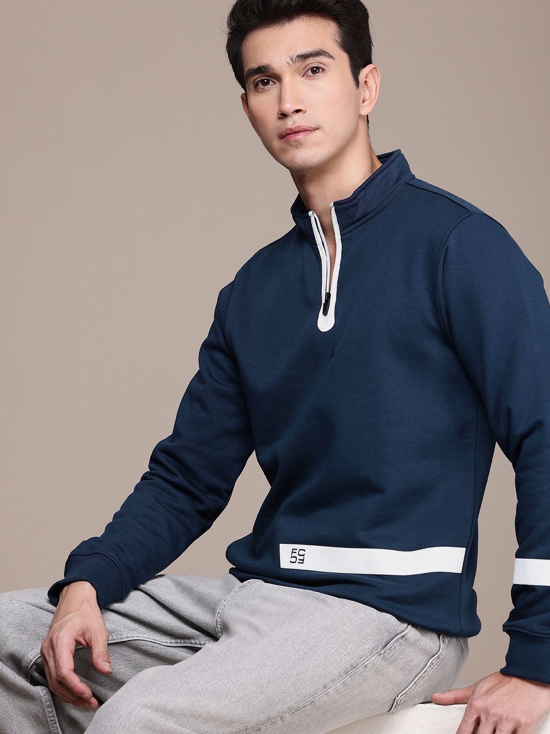 

French Connection Half Zipper Pullover Sweatshirt, Navy blue