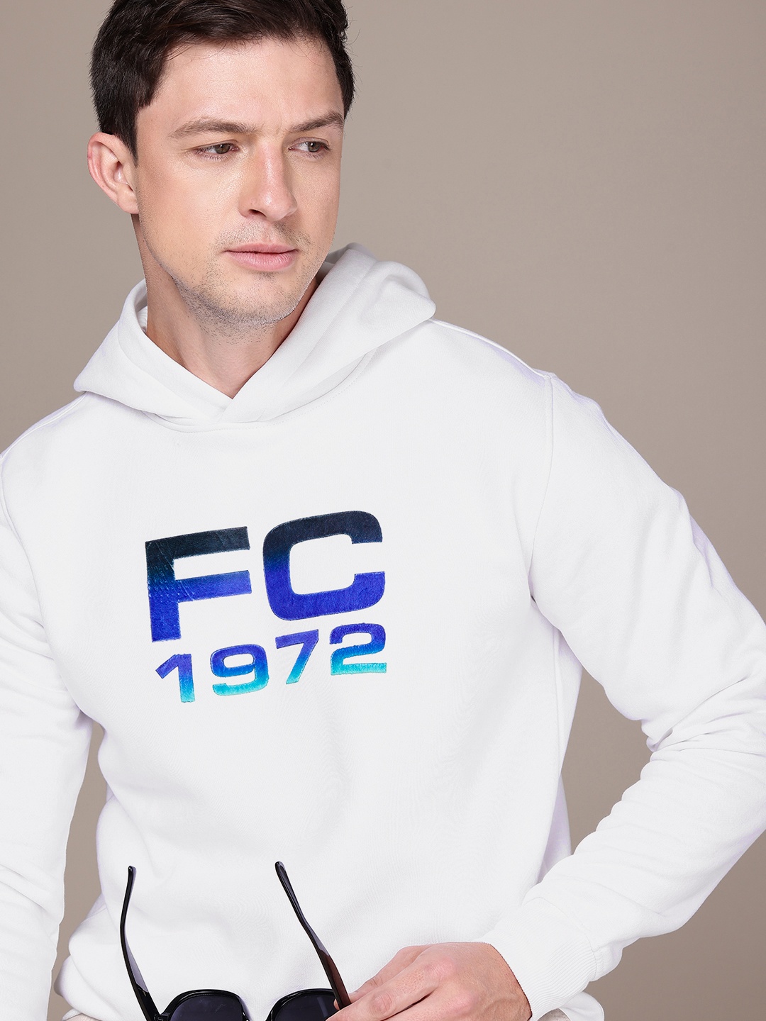 

French Connection Brand Logo Printed Hooded Sweatshirt, White