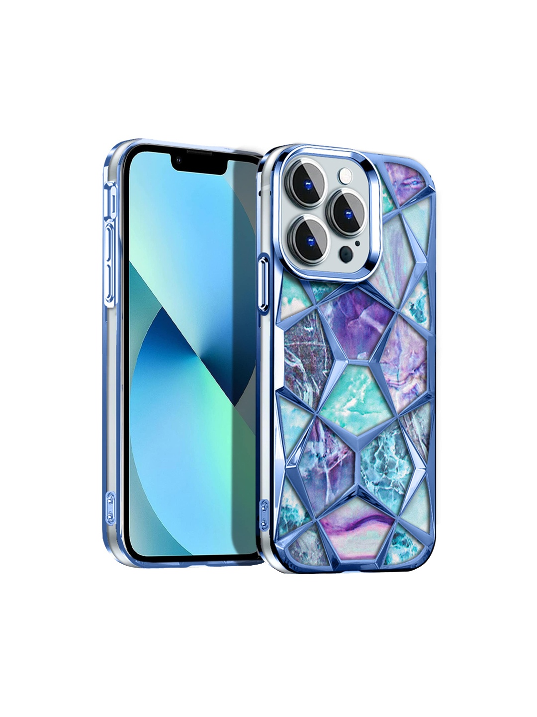 

Karwan Abstract Printed Chrome Electroplated iPhone 11 Pro Back Case Mobile Accessories, Blue