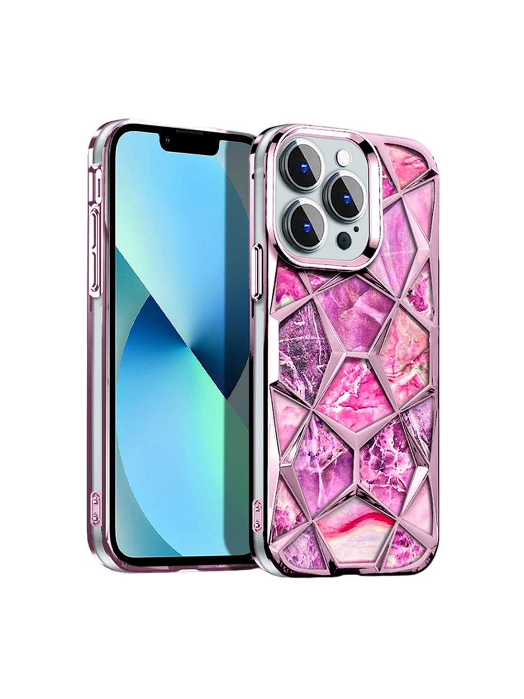 

Karwan Abstract Textured iPhone 11 Pro Chrome Electroplated Back Case Cover, Pink