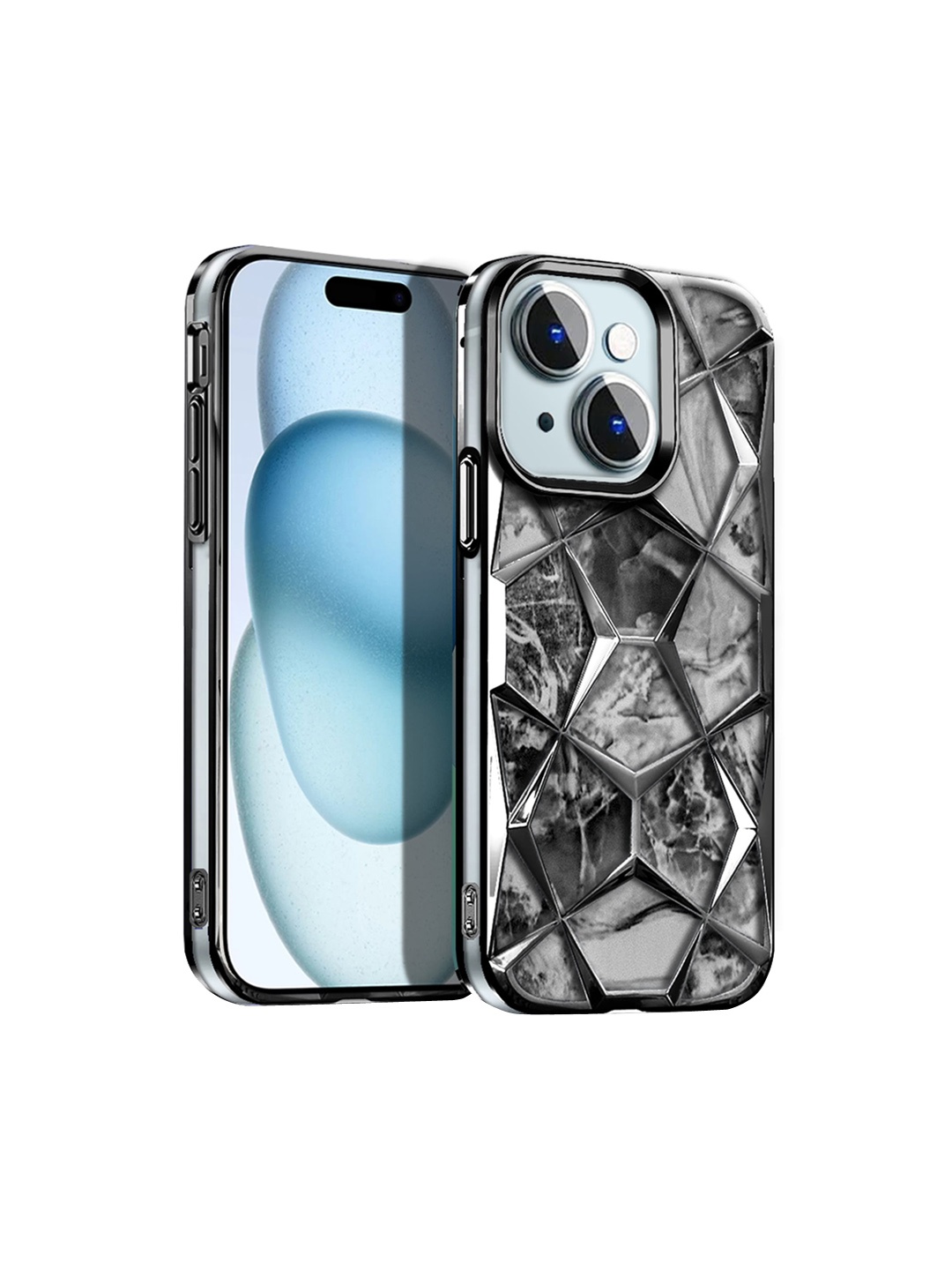 

Karwan Abstract Printed iPhone 15 Plus Back Case Mobile Accessories, Black