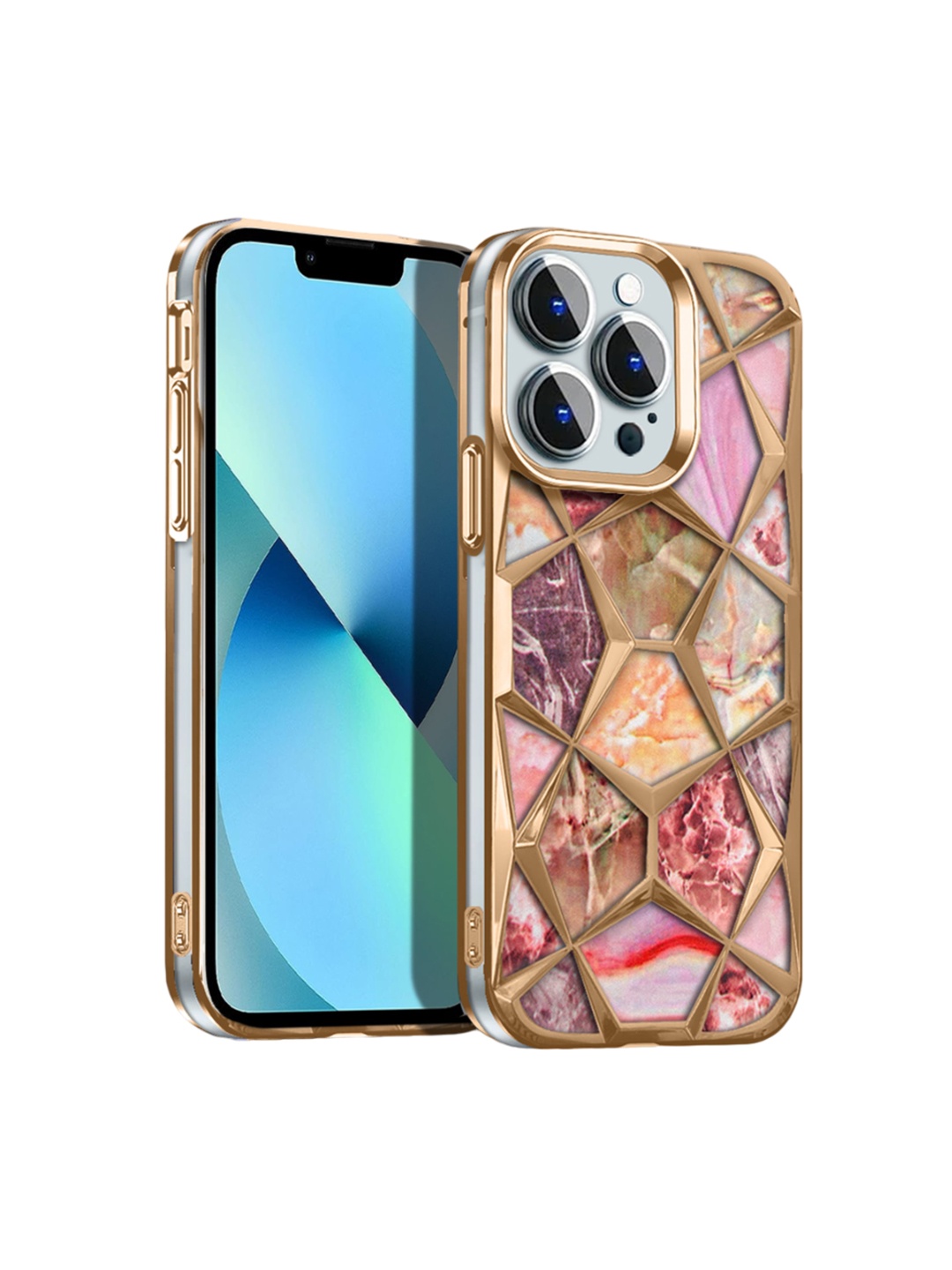 

Karwan Abstract Textured iPhone 11 Pro Max Chrome Electroplated Back Case Cover, Gold
