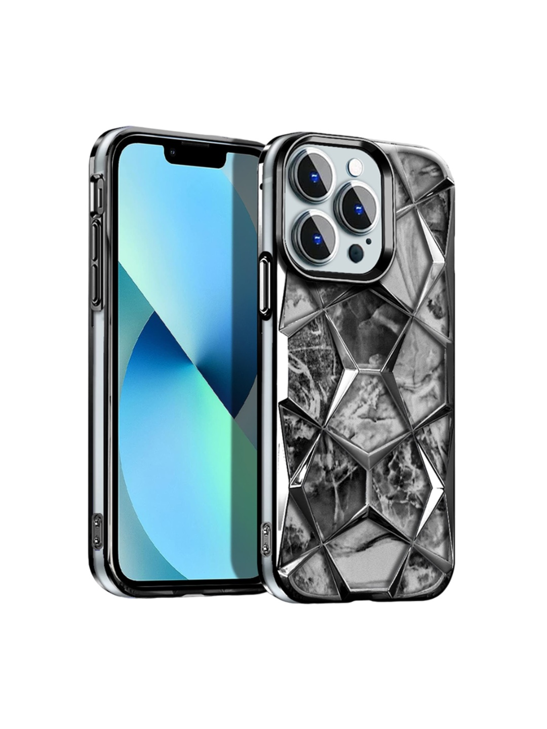 

Karwan Abstract Printed iPhone 13 Pro Max Back Case, Black