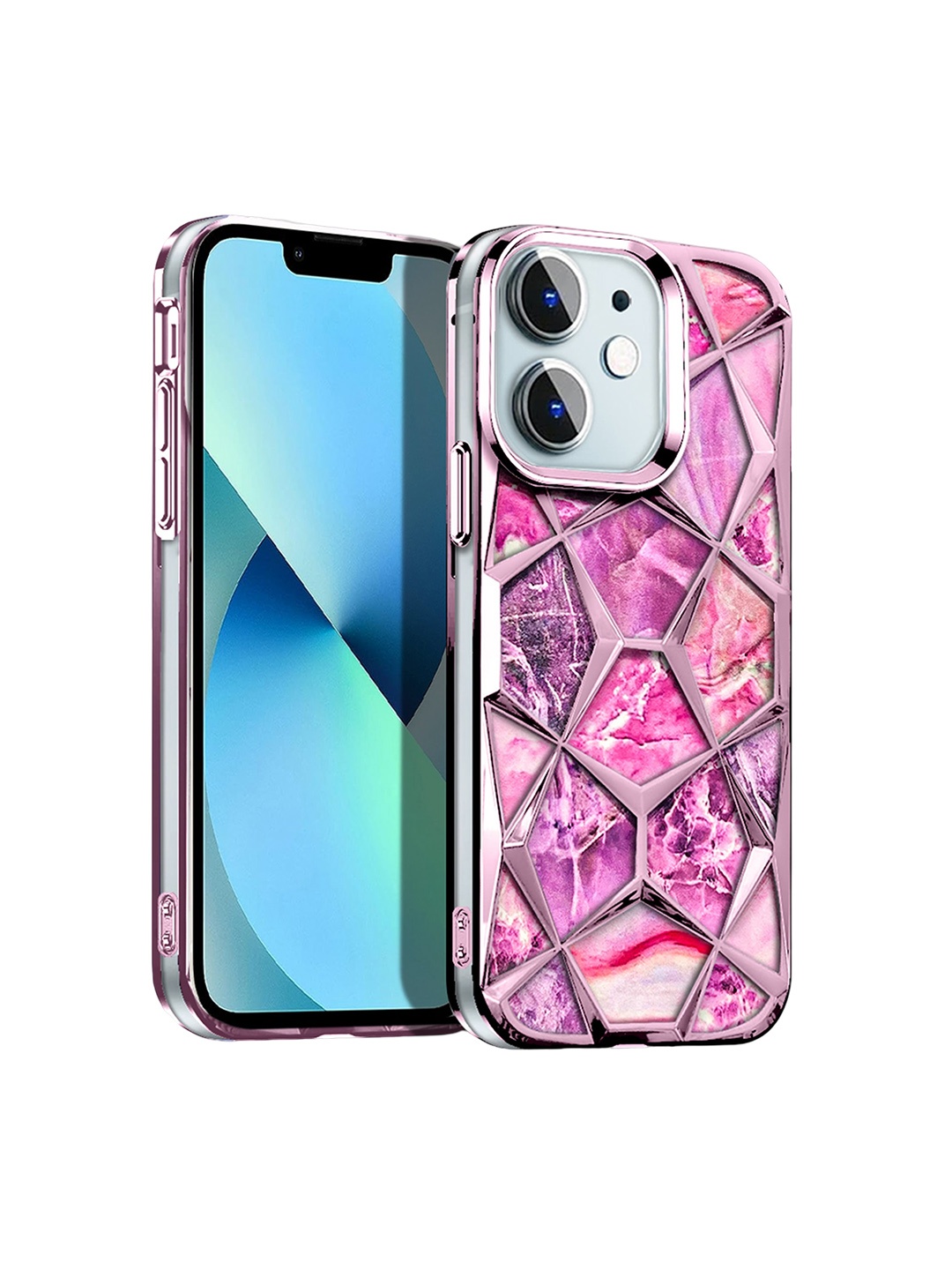 

Karwan Abstract Printed iPhone 12 Back Case Mobile Accessories, Pink