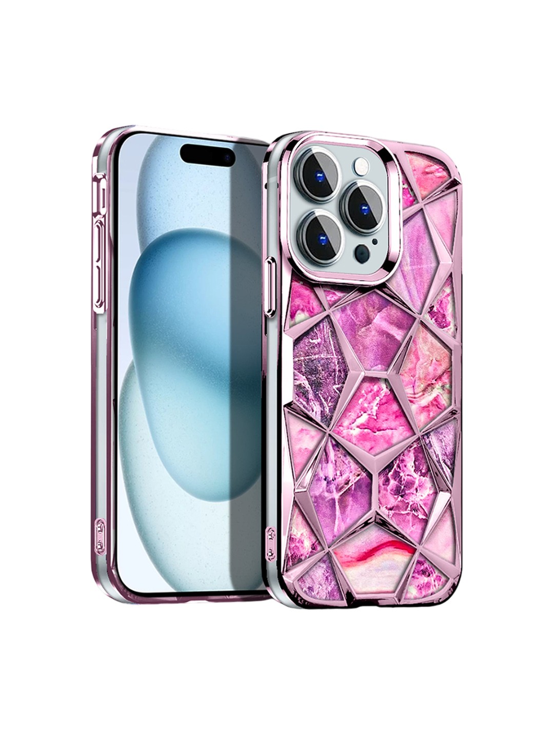 

Karwan Abstract Printed iPhone 15 Pro Back Case Mobile Accessories, Pink