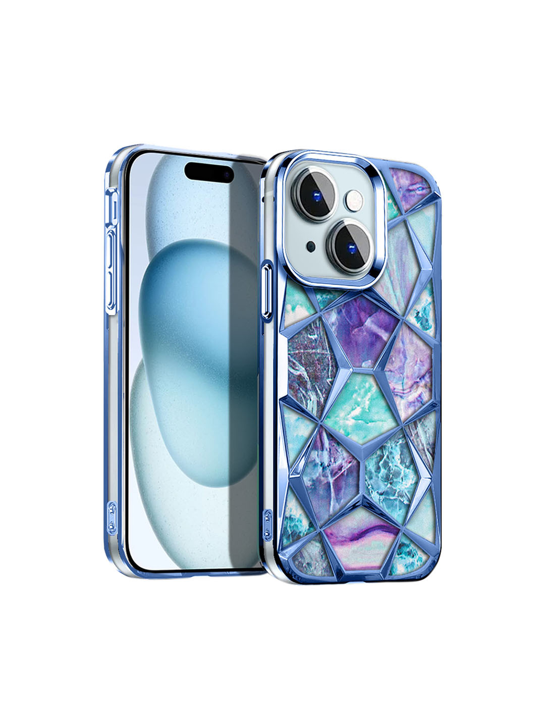 

Karwan Abstract Printed iPhone 15 Plus Back Case Mobile Accessories, Blue