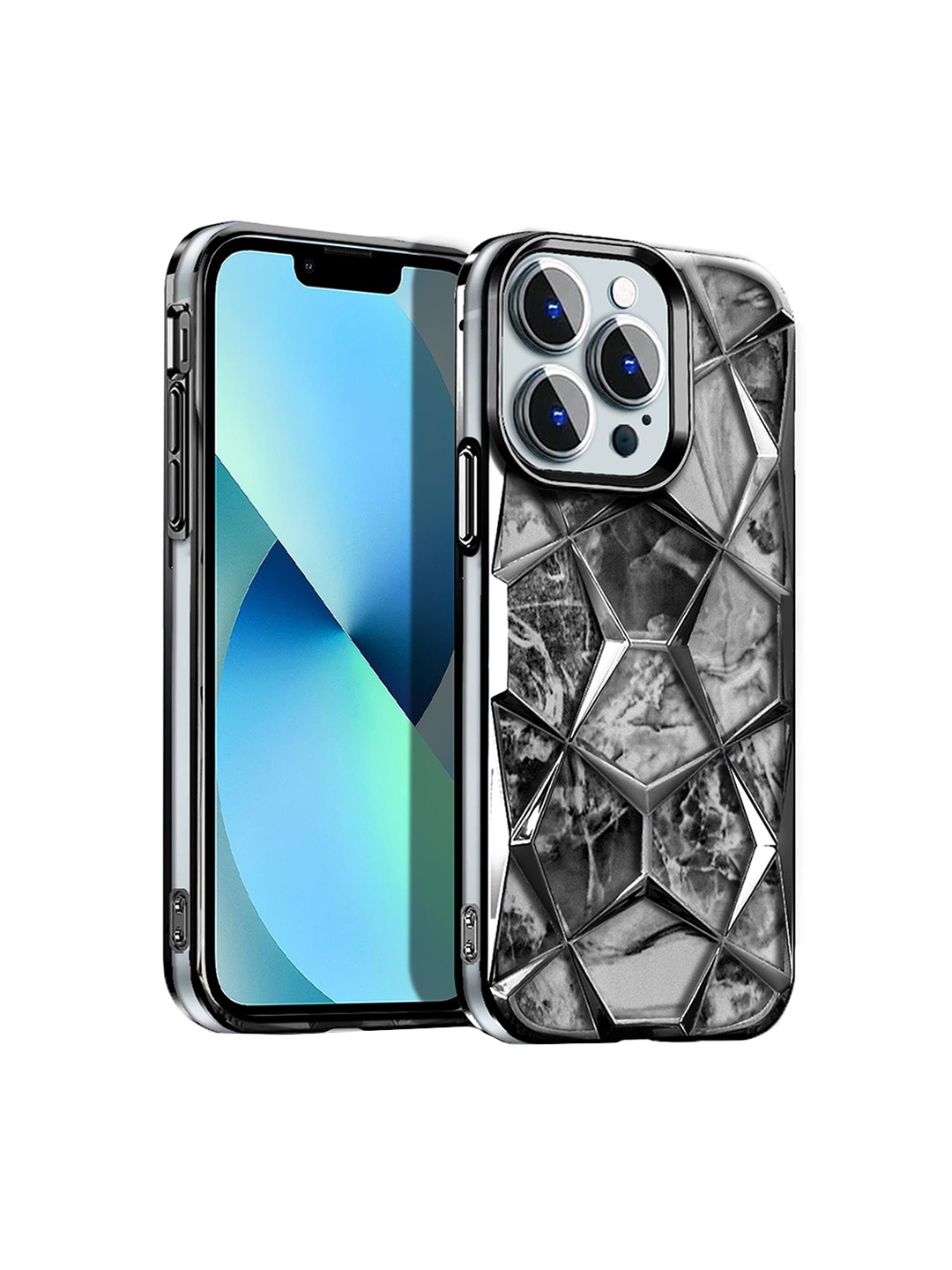 

Karwan Diamond Shape Printed iPhone 13 Pro Back Case, Black