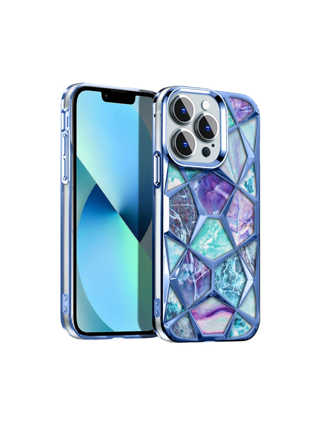 

Karwan Abstract Printed Chrome Electroplated iPhone 11 Pro Max Back Case, Blue
