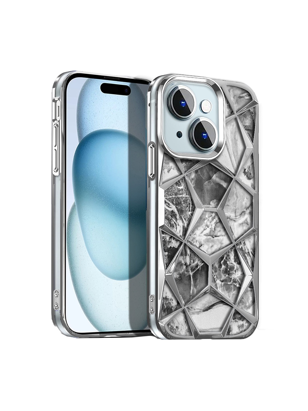 

Karwan Abstract Printed iPhone 15 Back Case, Silver