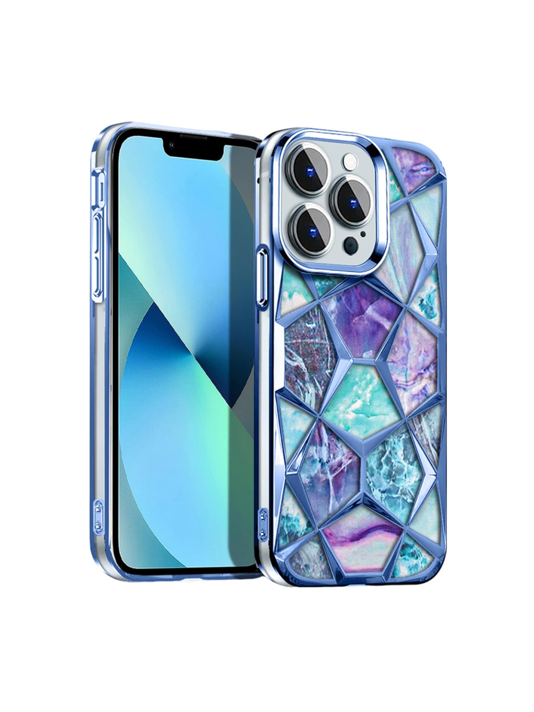 

Karwan Abstract Printed iPhone 13 Pro Max Back Case Mobile Accessories, Blue