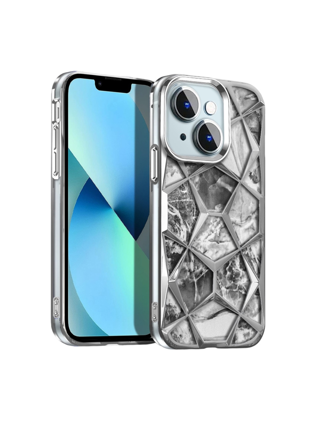 

Karwan Abstract Printed iPhone 14 Back Case Mobile Accessories, Silver